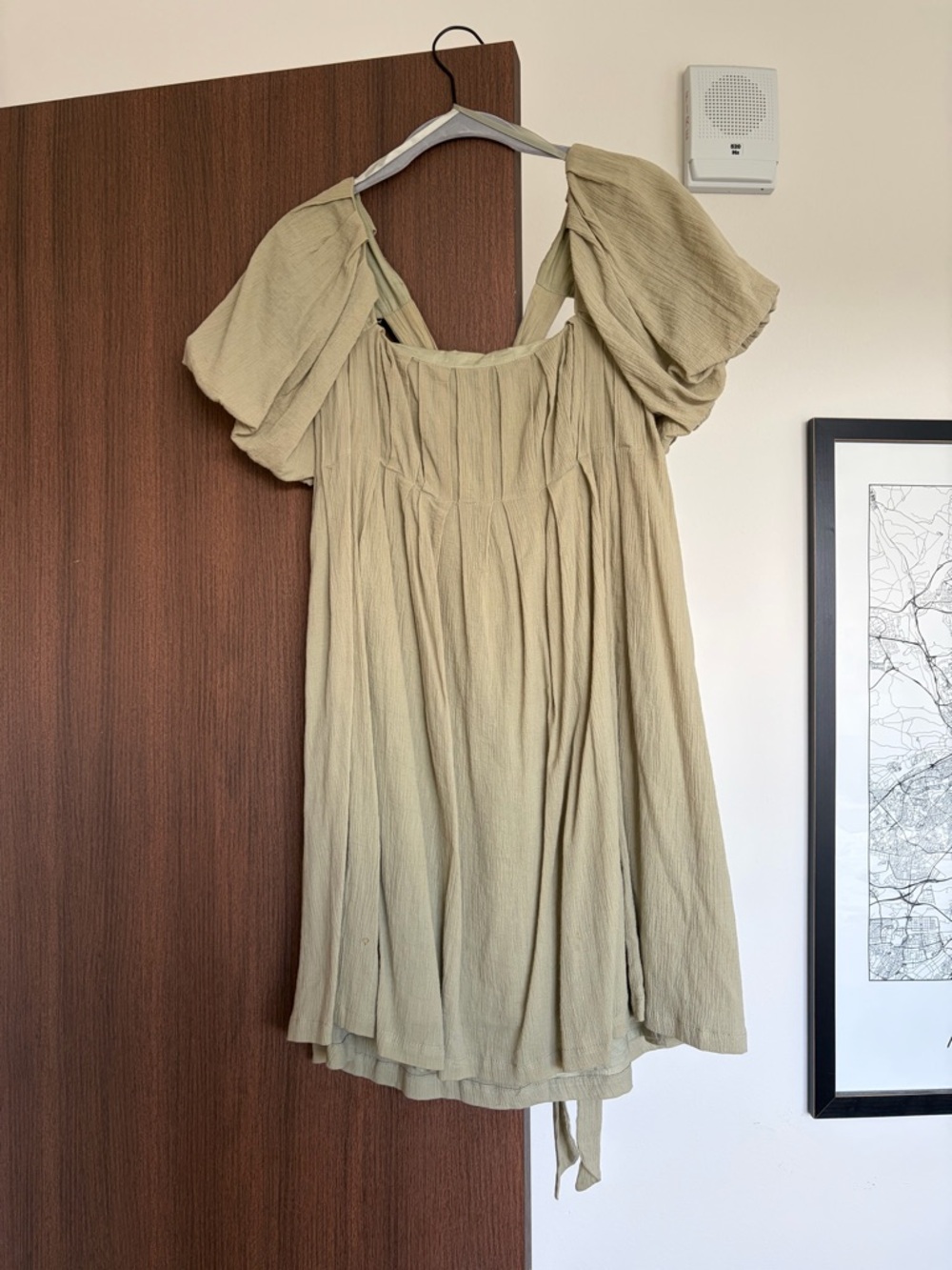 Love Riche Light Olive Puff-Sleeve Square-Neck Tunic